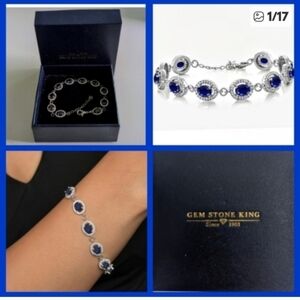 NWT Blue Sapphire Tennis Bracelet Gemstone King 925 Valentines Day